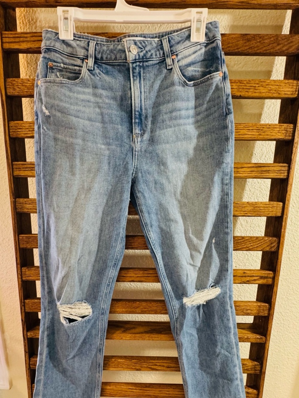Paige  Blue Distressed Women’s Jeans - Casual Straight Leg